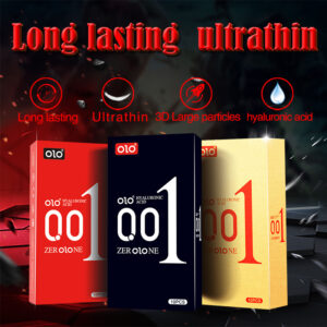 3 types of OLO 001 condoms- 10 pcs of aluminum foil pack